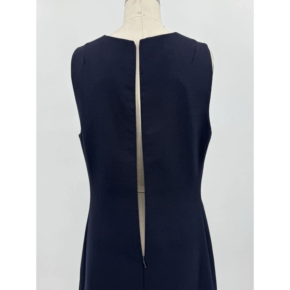 Tory Burch Women Brynn Navy Sleeveless Ponte Wool Blend Dress Size 8 Old Money